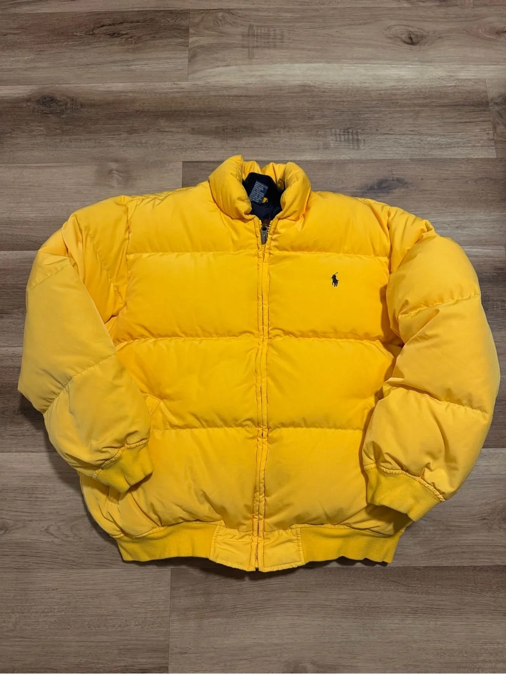 Vintage Polo Ralph Lauren Bubble Puffer Jacket Men’s Medium Yellow Nuptse Style